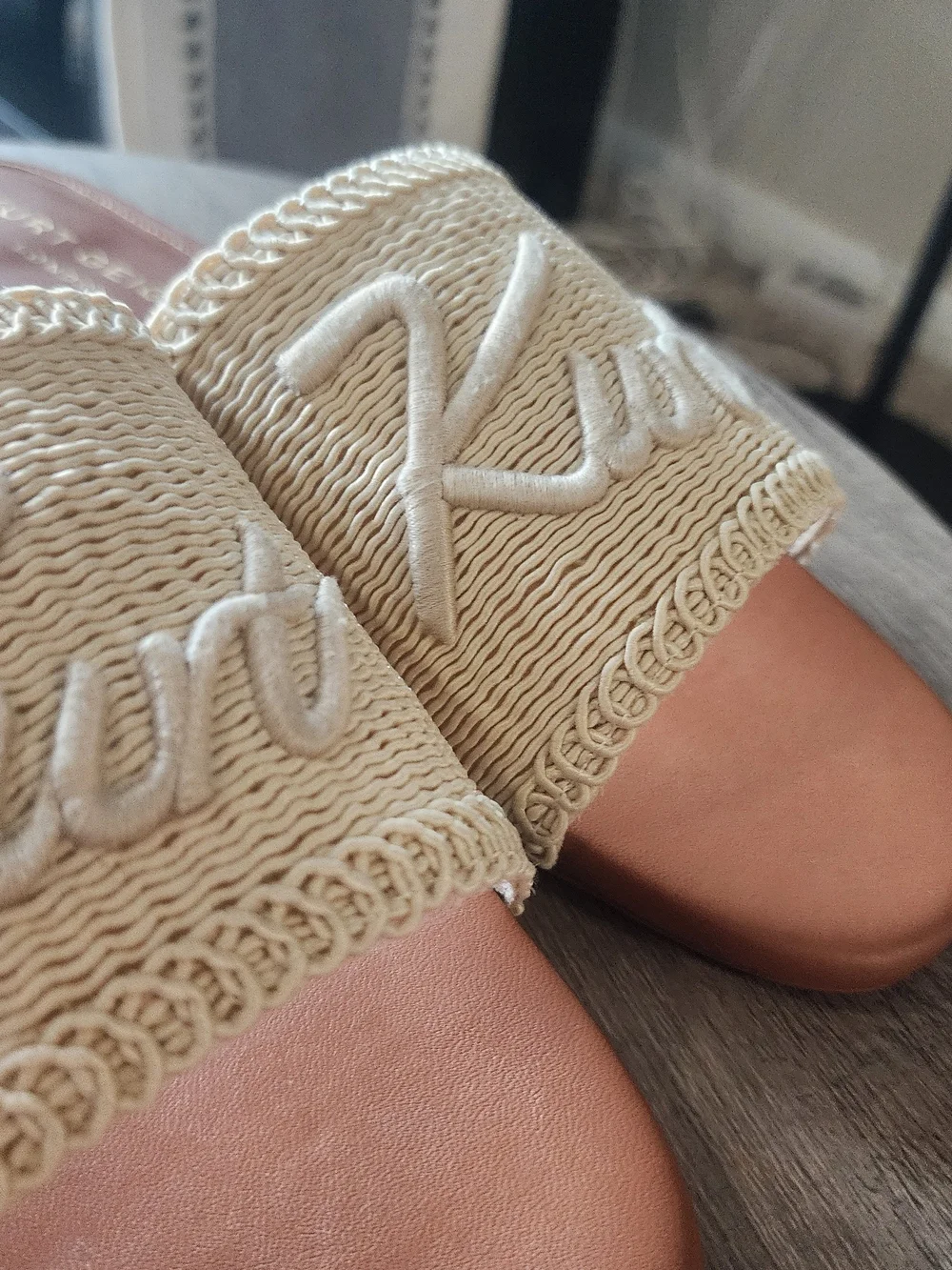 Kurt Geiger Cream Braided Slide Sandals